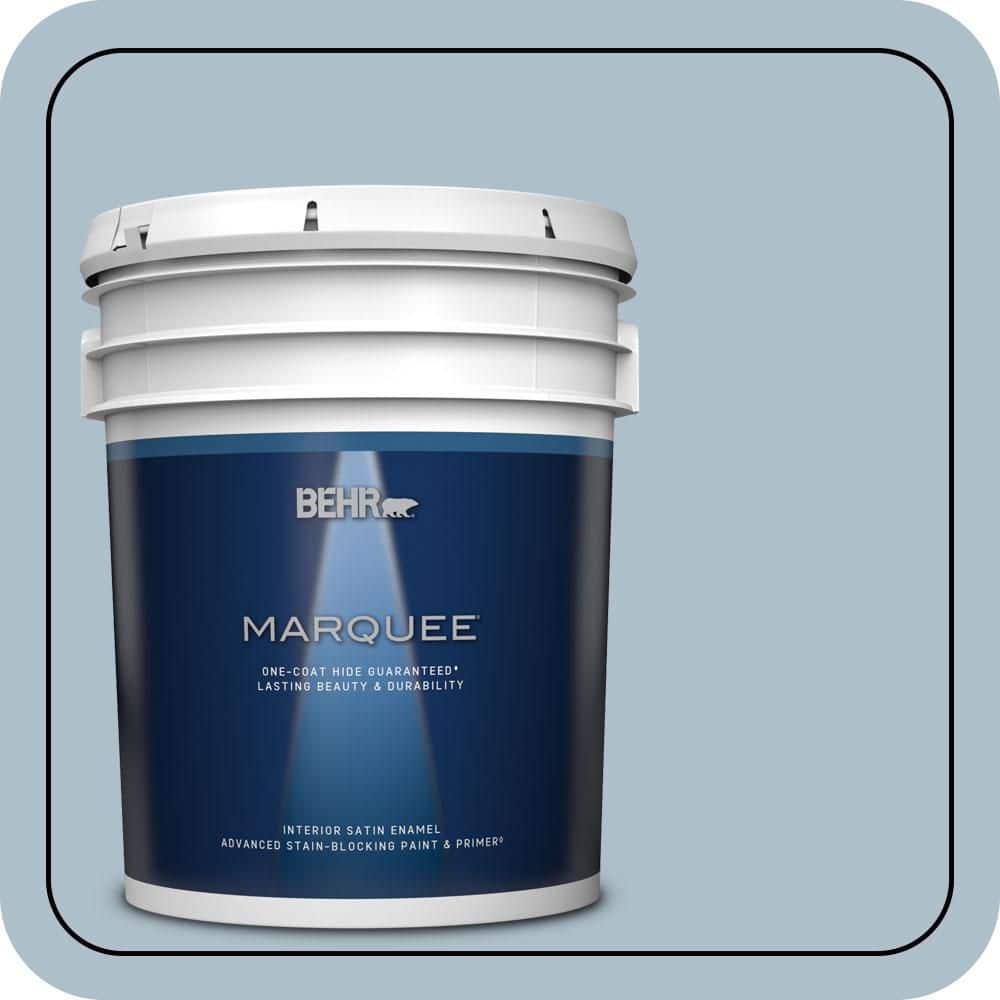 BEHR MARQUEE 5 gal. #570E-3 Liberty Gray Satin Enamel Interior Paint & Primer (2)