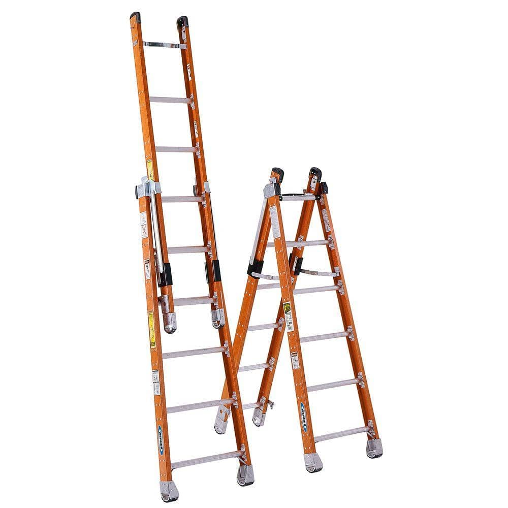 Werner 16 ft. Fiberglass Combination Multi Position Ladder with 375 lb. Load Capacity Type IAA Duty Rating
