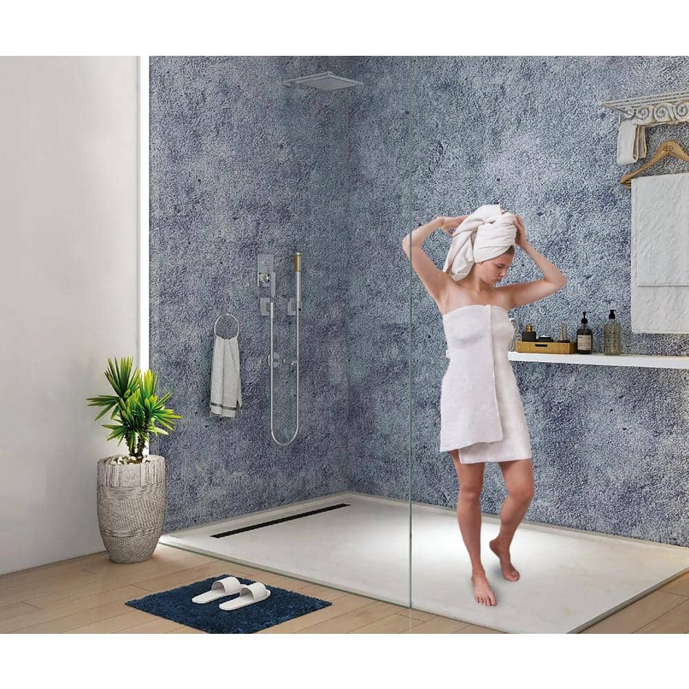 ALINO 60 in. x 72 in. Linear Alcove Shower Kit with 54 in. Matte Gold Wall Drain (2)