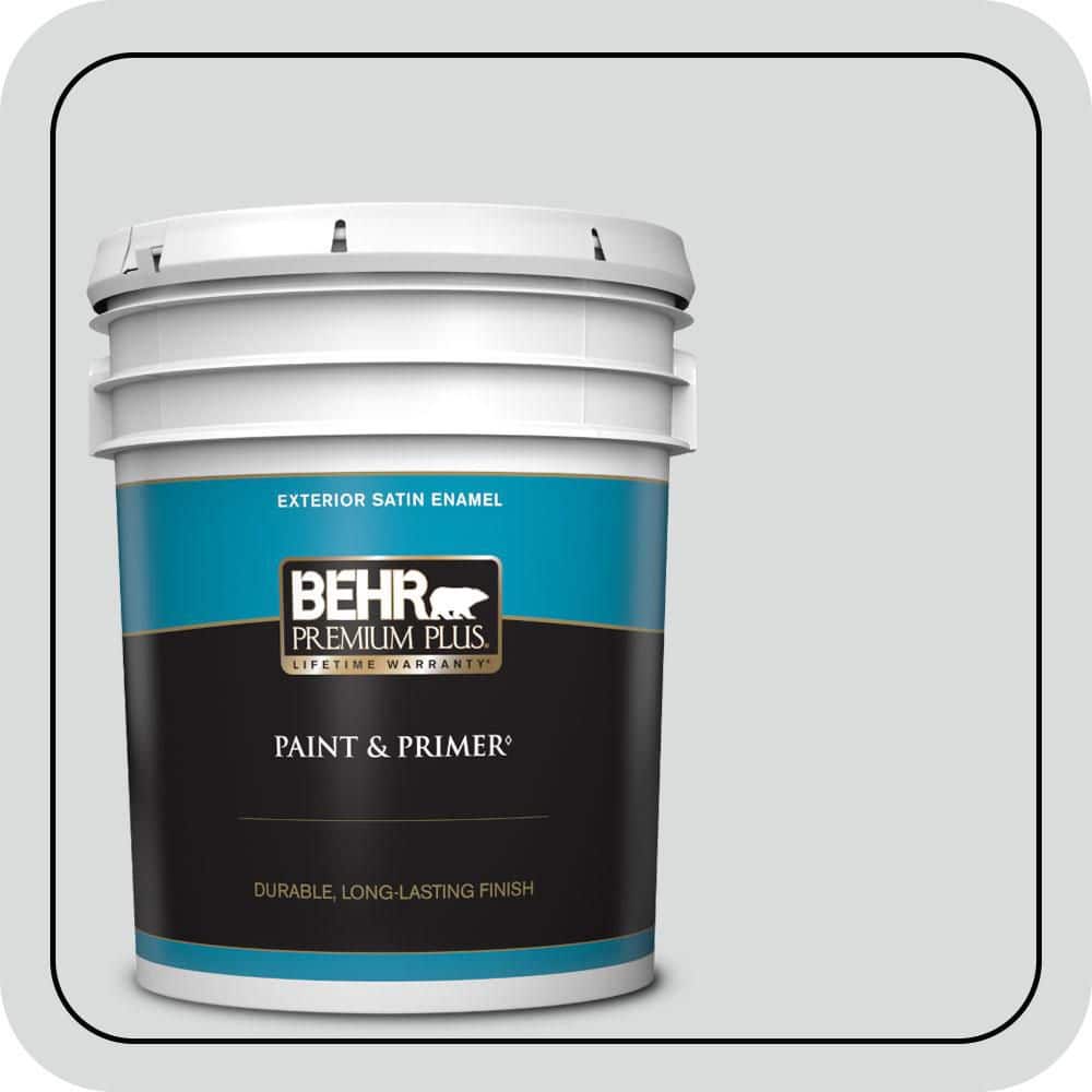 BEHR PREMIUM PLUS 5 gal. #PPU26-14 Drizzle Satin Enamel Exterior Paint & Primer