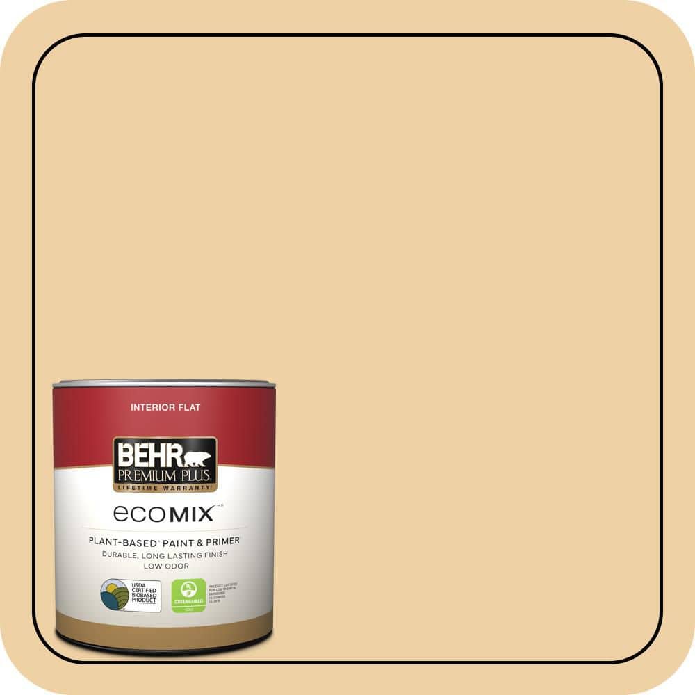 BEHR PREMIUM PLUS 1 qt. Home Decorators #HDC-CT-01 Amber Moon Flat EcoMix Plant-Based Interior Paint & Primer (1)