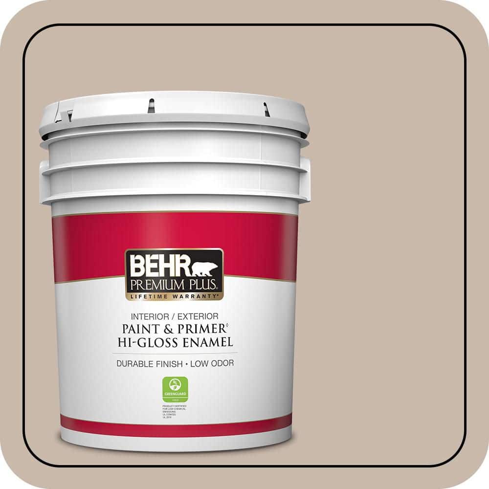 BEHR PREMIUM PLUS 5 gal. #N230-3 Armadillo Hi-Gloss Enamel Interior/Exterior Paint & Primer (1)
