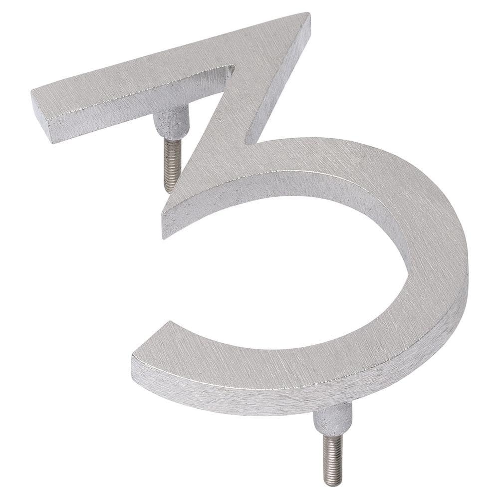Montague Metal Products 10 in. Brushed Aluminum Floating or Flat Modern House Number 3 (1)