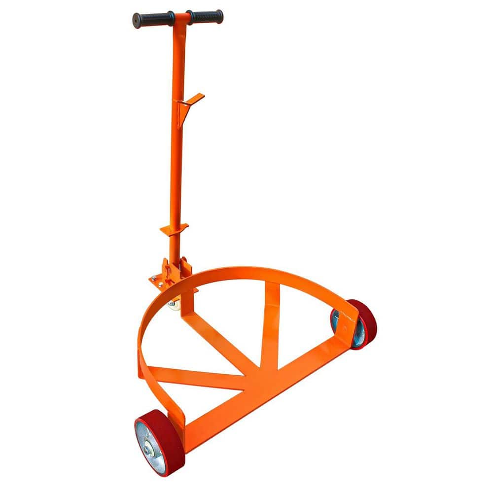 OGETFUUR 55 gal. Orange Drum Cradles, 1200 lbs. Capacity with Adjustable Handle and Locking Caster for Industrial Warehouse