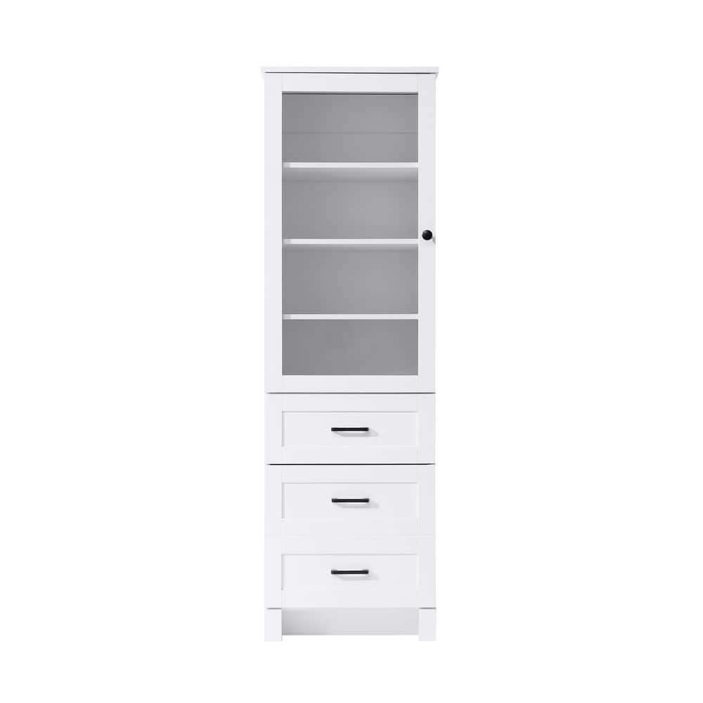 TIMELESS HOME 20 in. W x 18 in. D x 65 in. H White Freestanding Linen Cabinet (1)