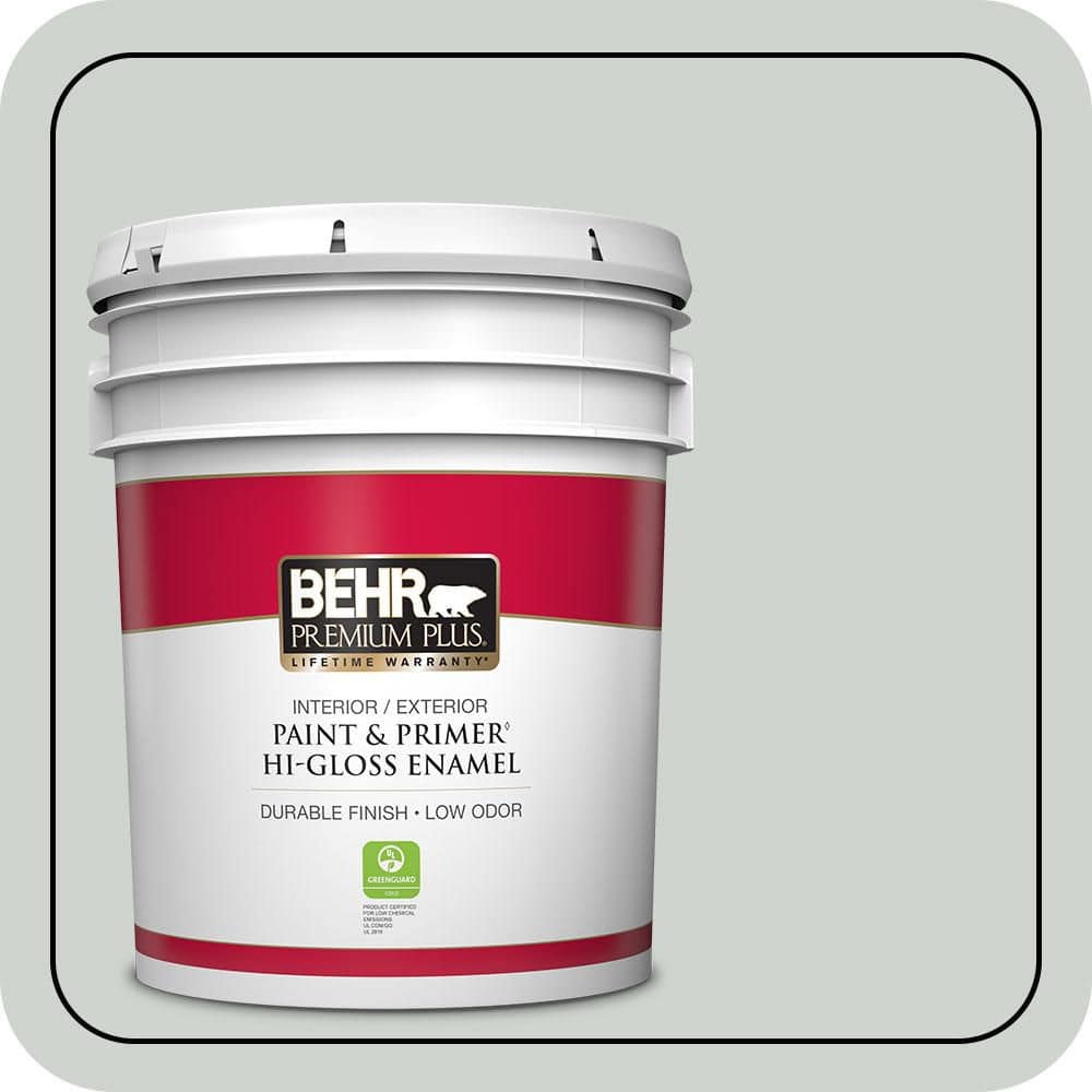 BEHR PREMIUM PLUS 5 gal. #PPU12-11 Salt Glaze Hi-Gloss Enamel Interior/Exterior Paint & Primer