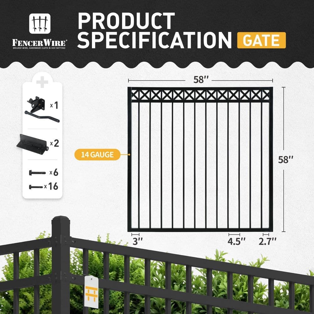 Fencer Wire Anti-Rust 5 ft. x 5 ft. Black Steel X-Pattern Fence Gate (2)