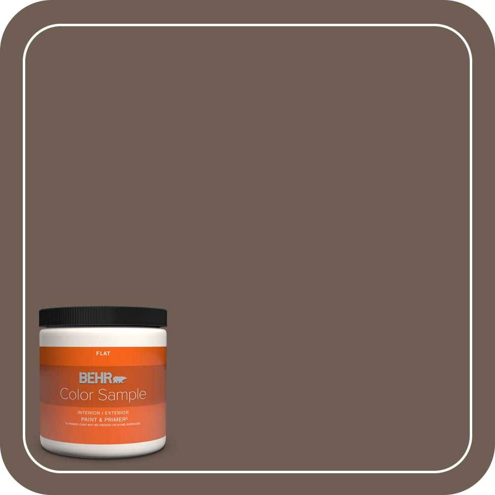 BEHR PREMIUM PLUS 8 oz. #N210-6 Swiss Brown Flat Interior/Exterior Paint & Primer Color Sample