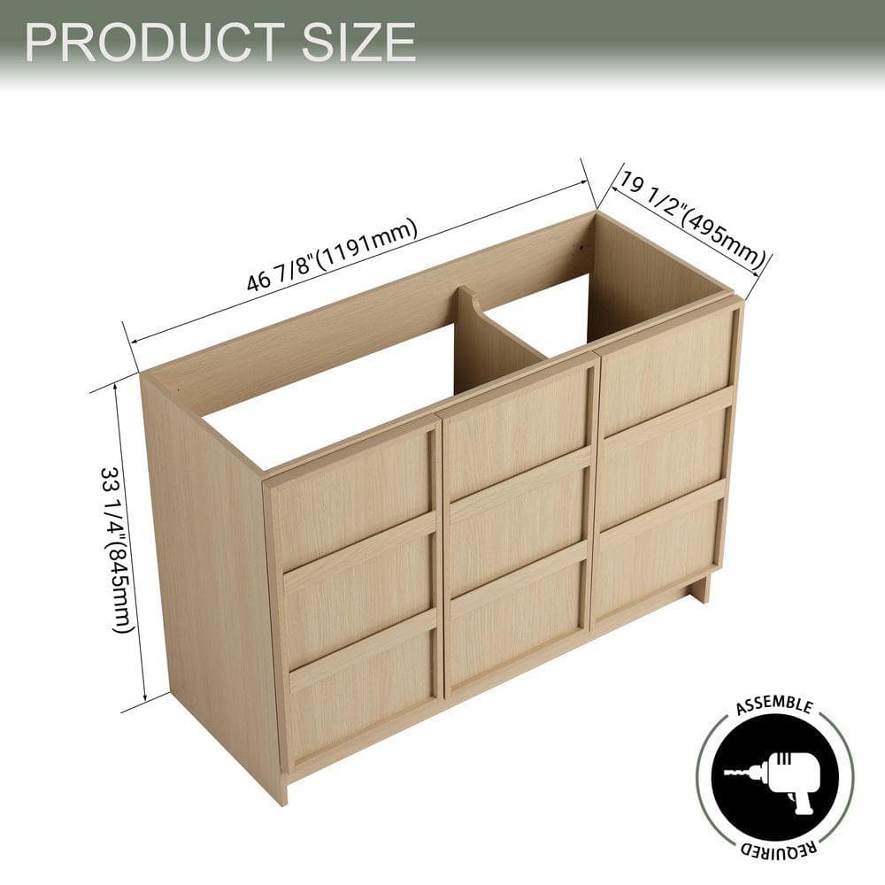 UPIKER 48 in. Bath Vanity Cabinet without Top in Dune Oak Unassembled (2)