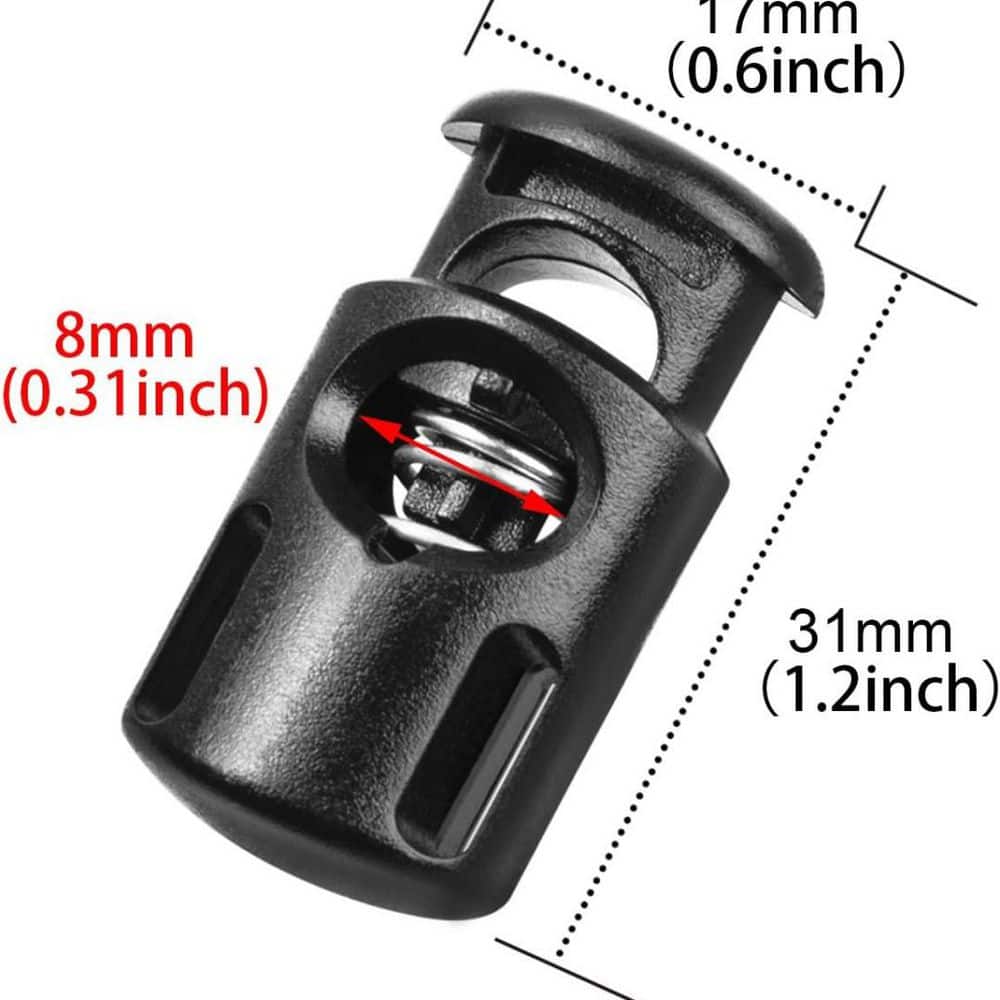 Lukyamzn Plastic Cord Locks End Spring Stop Toggle Stoppers Multi-Colour (10 Pieces, Black) (2)
