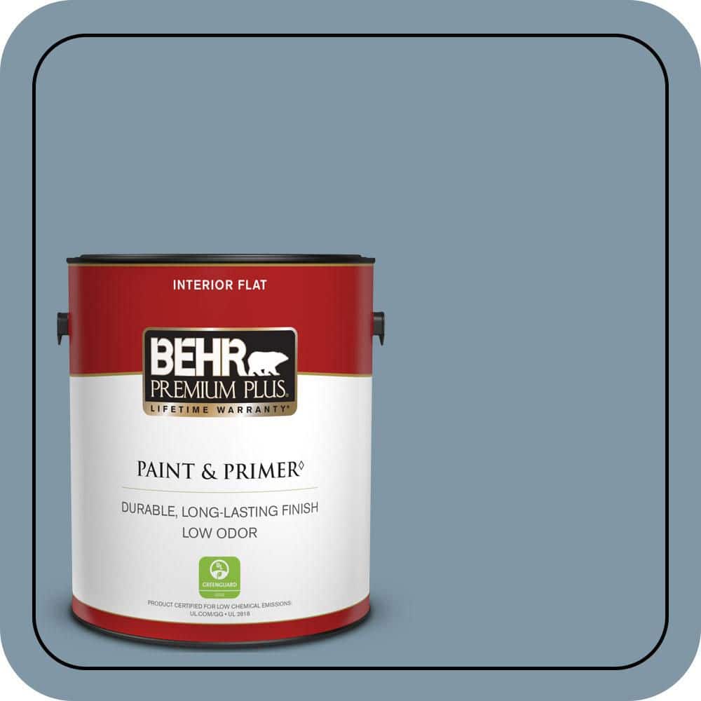 BEHR PREMIUM PLUS 1 gal. #560F-5 Bleached Denim Flat Low Odor Interior Paint & Primer