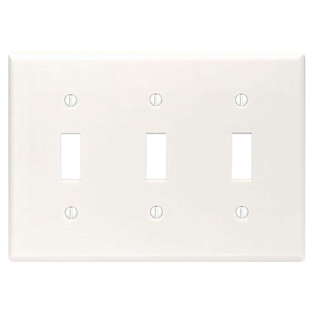 Leviton 3-Gang White Toggle Plastic Standard Wall Plate (1-Pack) 88011-W