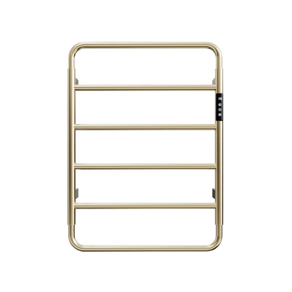 RKZHOPT 6-Bar Electric Towel Rack in Brushed Gold with Temperature Adjustment, Temperature Display, Built-In Timer (1)