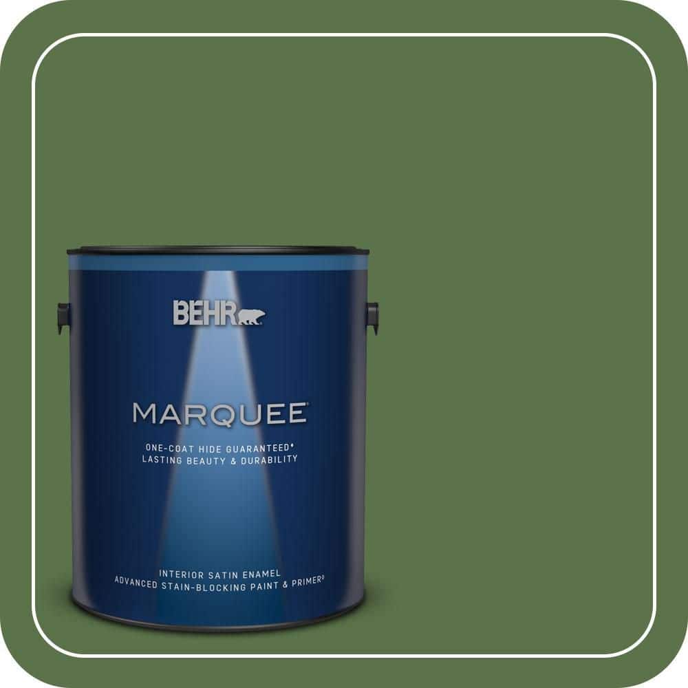 BEHR MARQUEE 1 gal. #MQ6-48 Hummingbird Green One-Coat Hide Satin Enamel Interior Paint & Primer