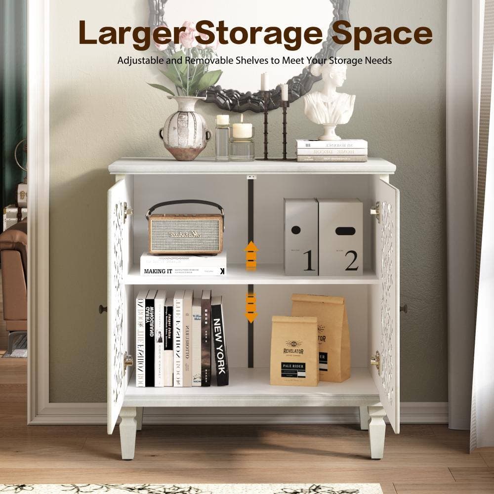 COWLOWN 31.5 in. W x 15.55 in. D x 31.5 in. H White Linen Cabinet with Adjustable Shelf (3)