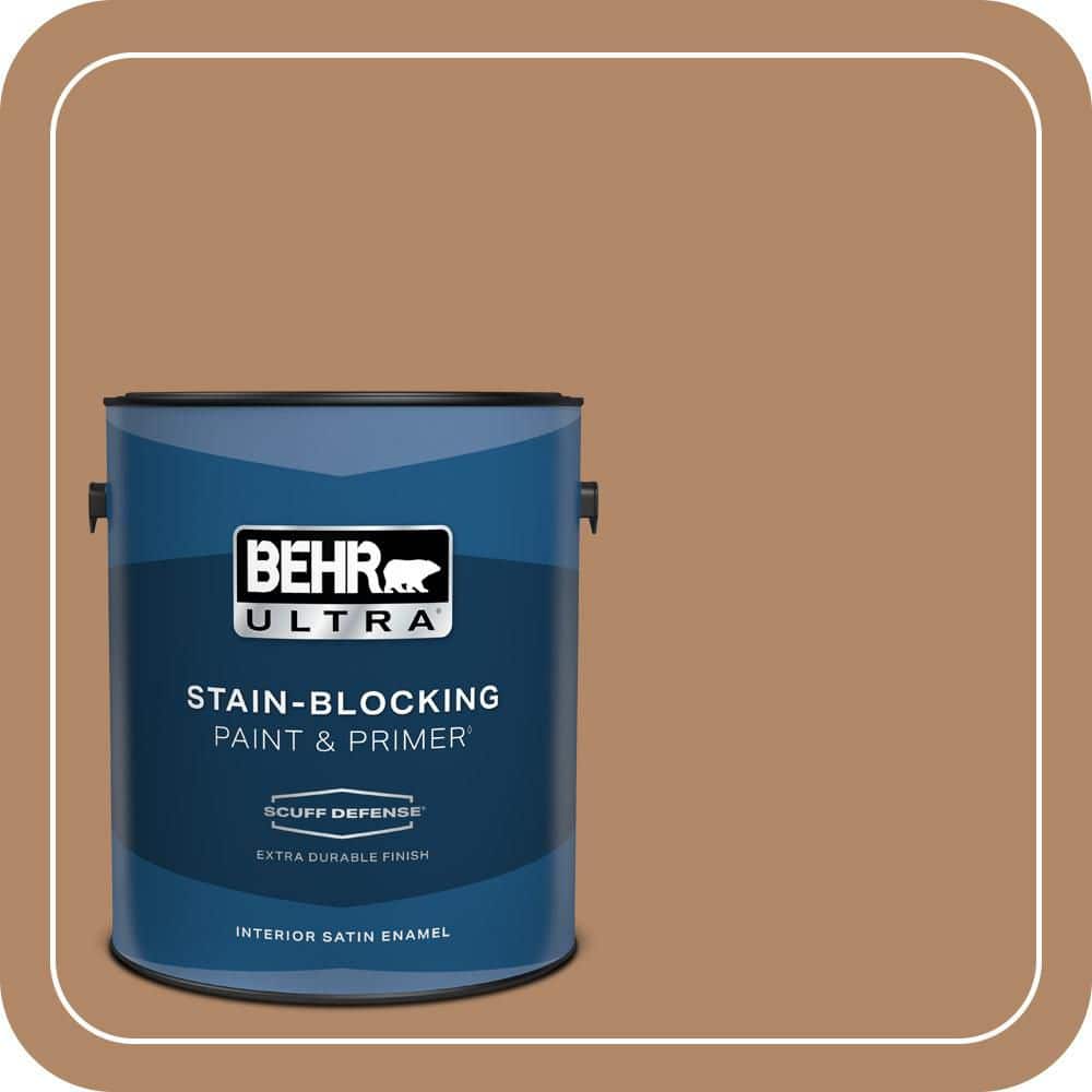 BEHR ULTRA 1 gal. #MQ2-02 Syrup Extra Durable Satin Enamel Interior Paint & Primer