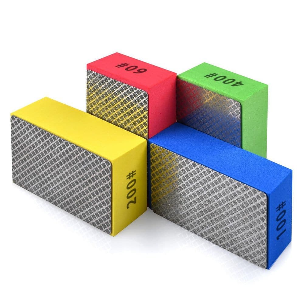 LAIFUCAM 4pcs Diamond Sponge Hand Polishing Pads for Wet Dry Sanding Stone Ceramic Tile Glass Metal 60# 120# 200# 400# (1)