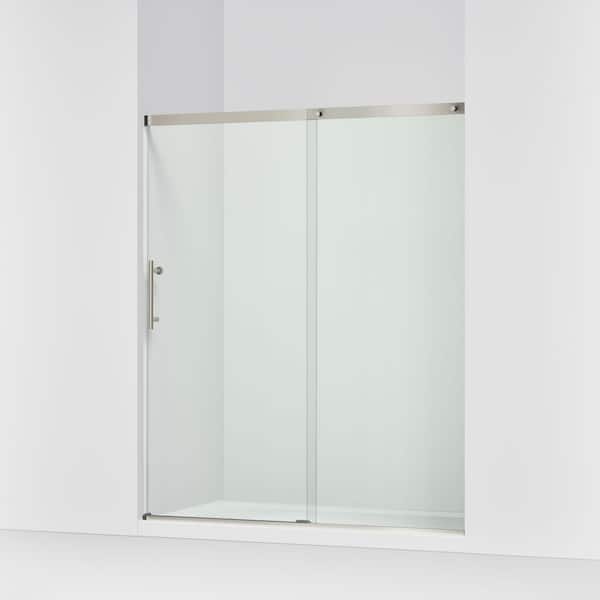 KOHLER Setra 57-60 in. W x 71 in. H Frameless Sliding Shower Door in Brushed Nickel with 1/4 in. Thick Clear Tempered Glass