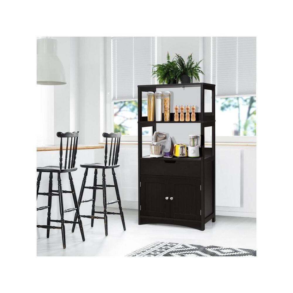 Boyel Living 24 in. W x 13 in. D x 48 in. H Black Freestanding Linen Cabinet with Open Shelves (2)