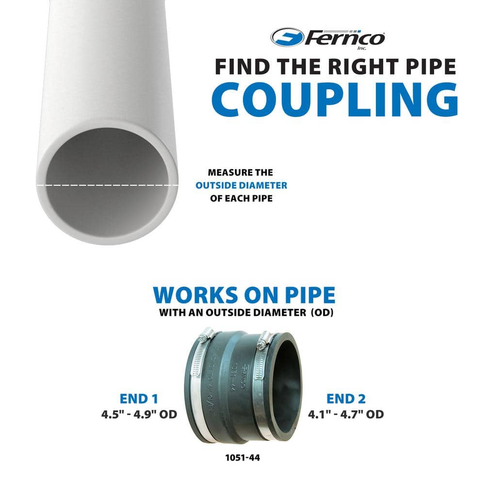 Fernco 4 in. Ductile Iron and Asbestos Cement x 4 in. DWV Flexible PVC Coupling (4)