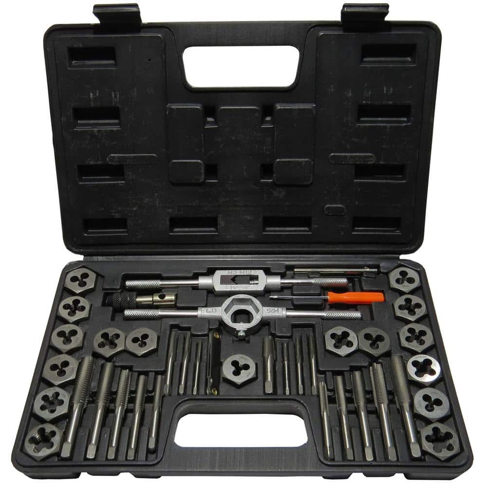 Drill America #4 - 1/2 in. Hex Dies Carbon Steel NC and NF Tap and Die Set (40-Piece) (1)