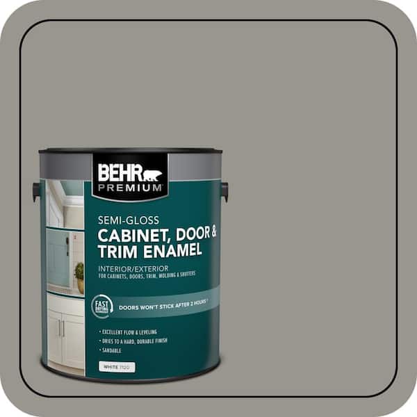 BEHR PREMIUM 1 gal. #N360-4 Battleship Gray Semi-Gloss Enamel Interior/Exterior Cabinet, Door & Trim Paint (2)