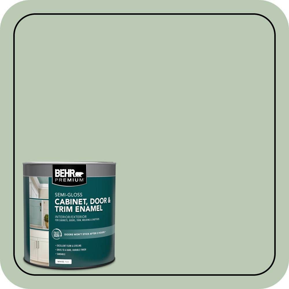 BEHR PREMIUM 1 qt. #S400-3 Healing Aloe Semi-Gloss Enamel Interior/Exterior Cabinet, Door & Trim Paint