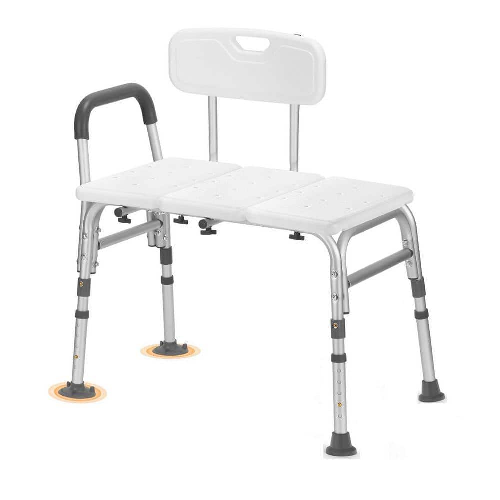 Lynzavix 29.3 in. Freestanding Adjustable Tub Transfer Bench in White with Suction Cups, Shower Seat for Elderly and Disabled (1)