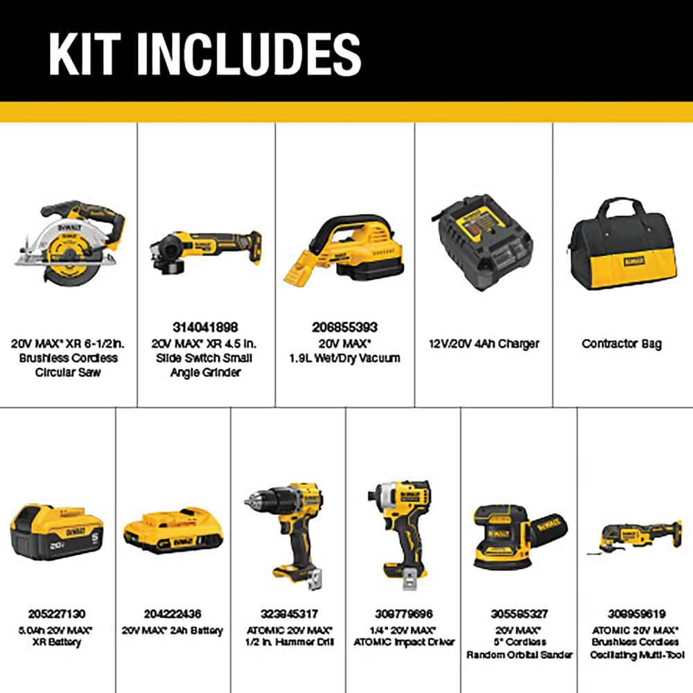 DEWALT 20V Lithium-Ion Cordless 6-Tool Combo Kit and Wet/Dry Vac with 5 Ah and 2 Ah Batteries Charger and Rolling Toolbox (2)