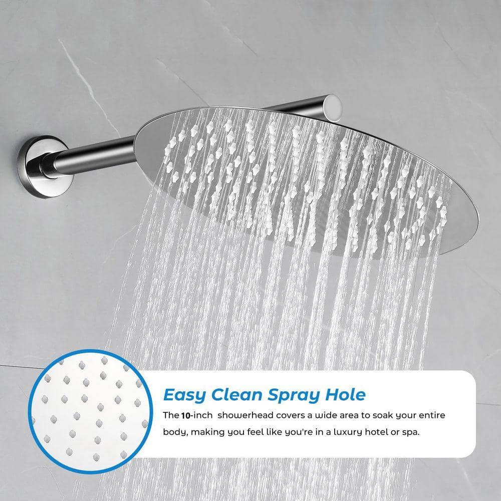 AKLFGN 2 Handle 3-Spray Tub and Shower Faucet with 10 in. Rain Shower Heads 2.0 GPM in Polished Chrome (Valve Included) (3)