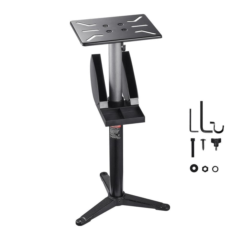 SKYSHALO Bench Grinder Stand, Bench Grinder Vise Floor Pedestal with 12 in. x 10 in. Mounting Plate, 5-Level Height Adjustable (1)