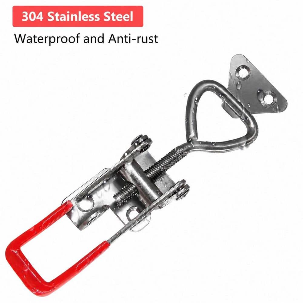 LAIFUCAM 304 Stainless Steel Adjustable Heavy Duty Spring Toggle Latch Clamp Door Catch with Lock Hole 1320 lbs. 2-Pack (2)