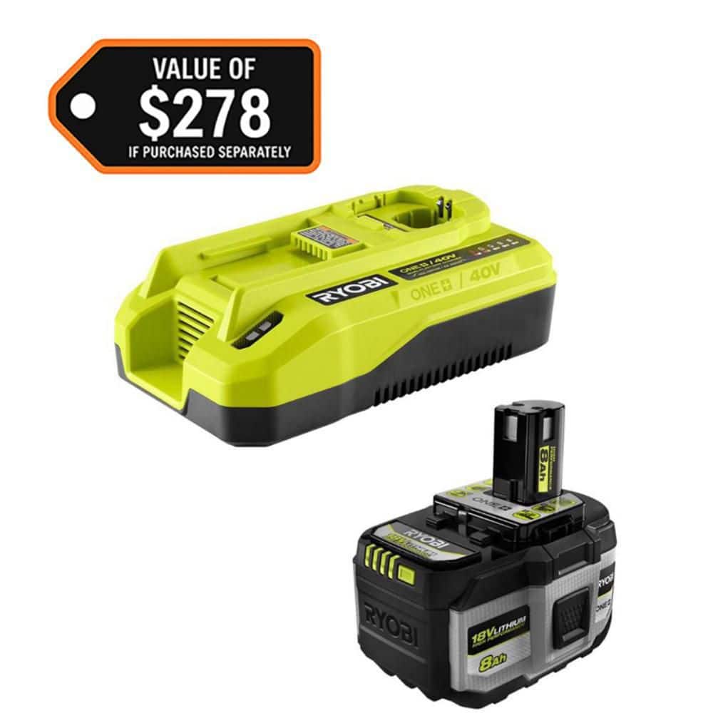 RYOBI ONE+ HIGH PERFORMANCE Starter Kit with 18V 8 Ah Lithium-Ion Battery and 18V/40V Dual Platform Charger (1)