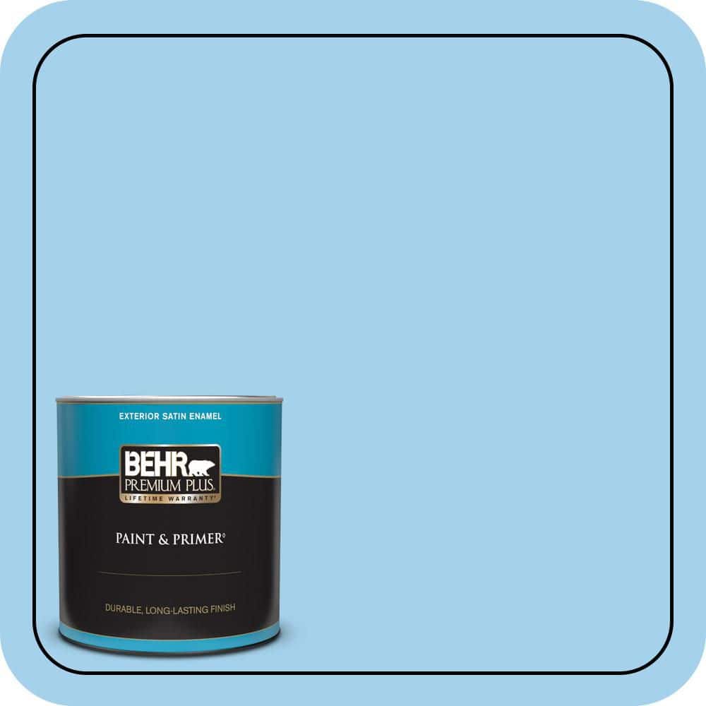 BEHR PREMIUM PLUS 1 qt. #550A-3 Little Pond Satin Enamel Exterior Paint & Primer