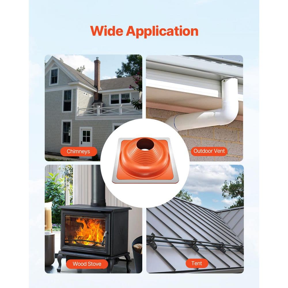 SKYSHALO Roof Pipe Flashing Boots, 17.52 in. x 17.52 in. Red, Aluminum Roof Pipe Flashing Boots, for Chimney, Wood Stove, 2-Pack (2)