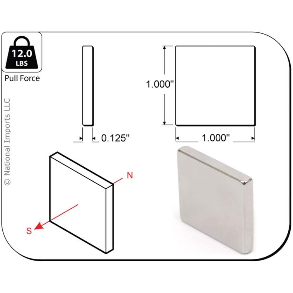 Magcraft Rare Earth 1 in. x 1 in. x 1/8 in. Block Magnet (4-Pack) (2)