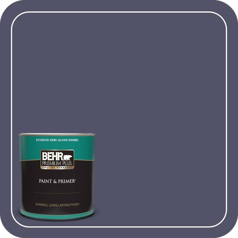 BEHR PREMIUM PLUS 1 qt. #640F-7 Academy Purple Semi-Gloss Enamel Exterior Paint & Primer