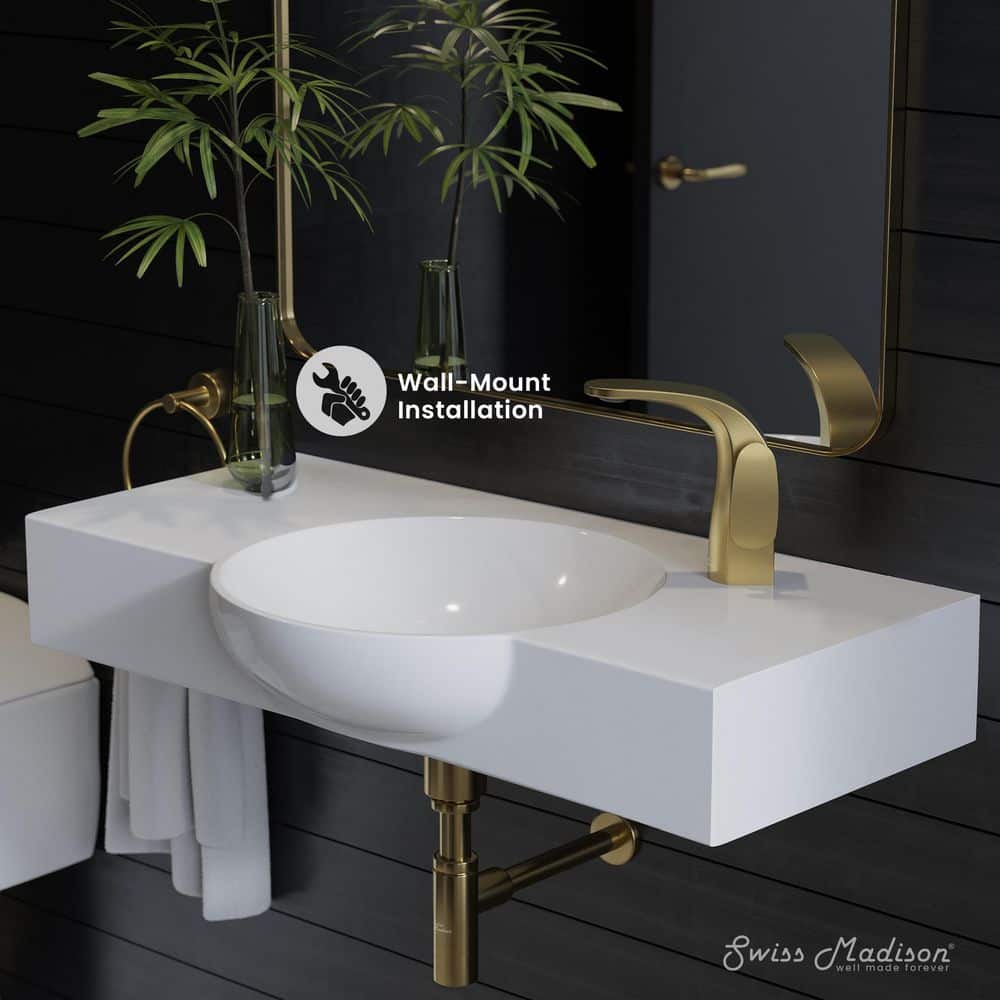 Swiss Madison Chateau 30" Wall-Mounted Sink Center Basin with Right Side Faucet Mount in Glossy White (2)