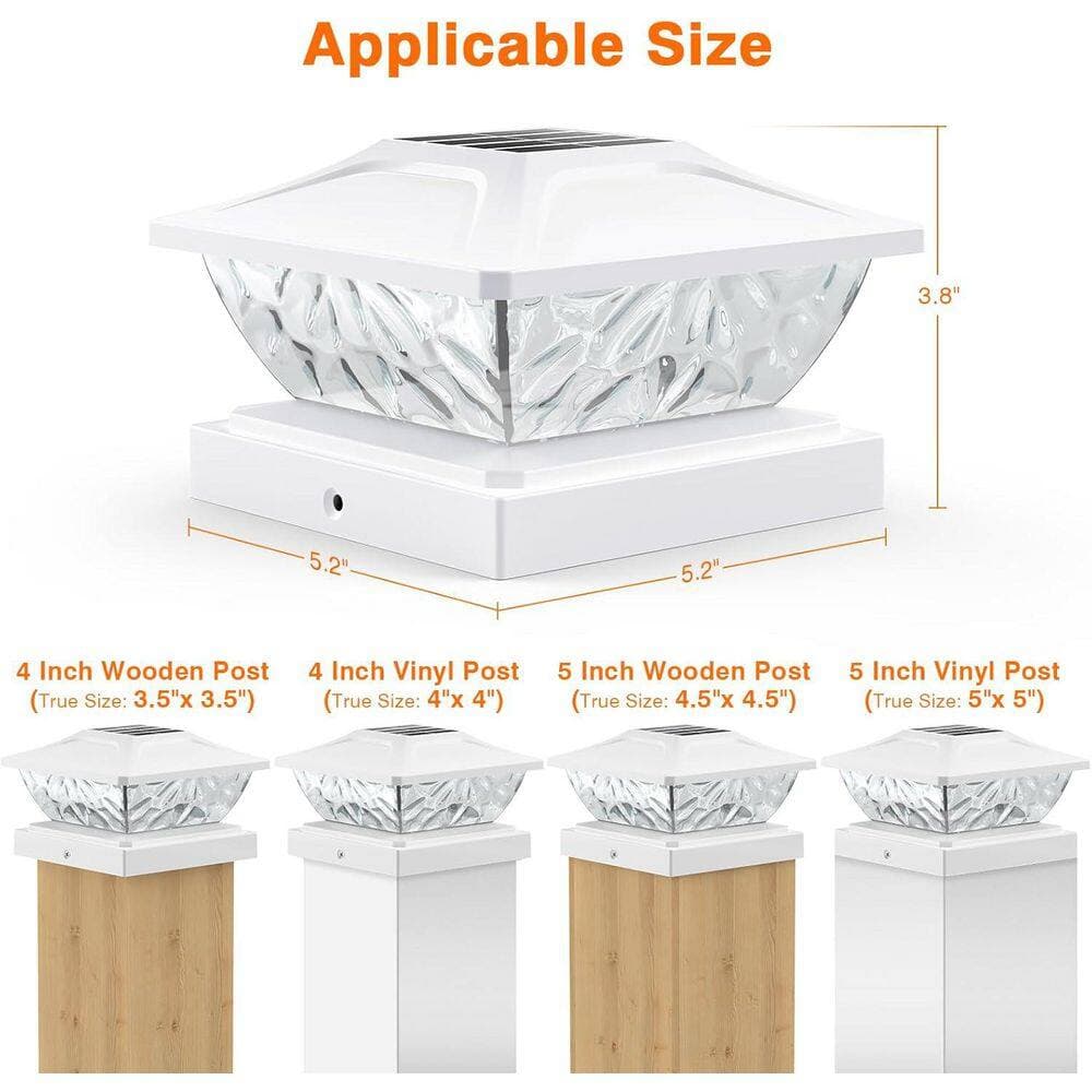 Afoxsos 6 Pack Waterproof ABS Solar Post Cap Lights Outdoor Dual Mode Brightness for 4x4 4.5x4.5 5x5 Cable Railing System (3)