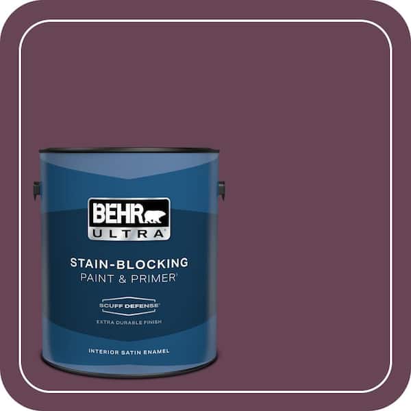 BEHR PREMIUM PLUS 1 gal. #ICC-111 Plum Harvest Semi-Gloss Enamel Low Odor Interior Paint & Primer (4)