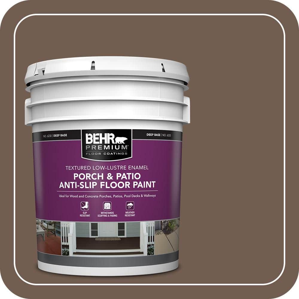 BEHR PREMIUM 5 gal. #PFC-35 Rich Brown Textured Low-Lustre Enamel Interior/Exterior Porch and Patio Anti-Slip Floor Paint
