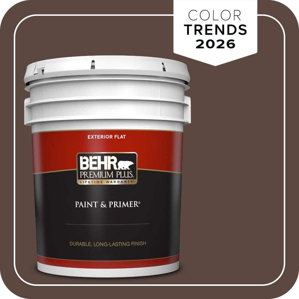BEHR PREMIUM PLUS 5 gal. #N170-7 Baronial Brown Flat Exterior Paint & Primer