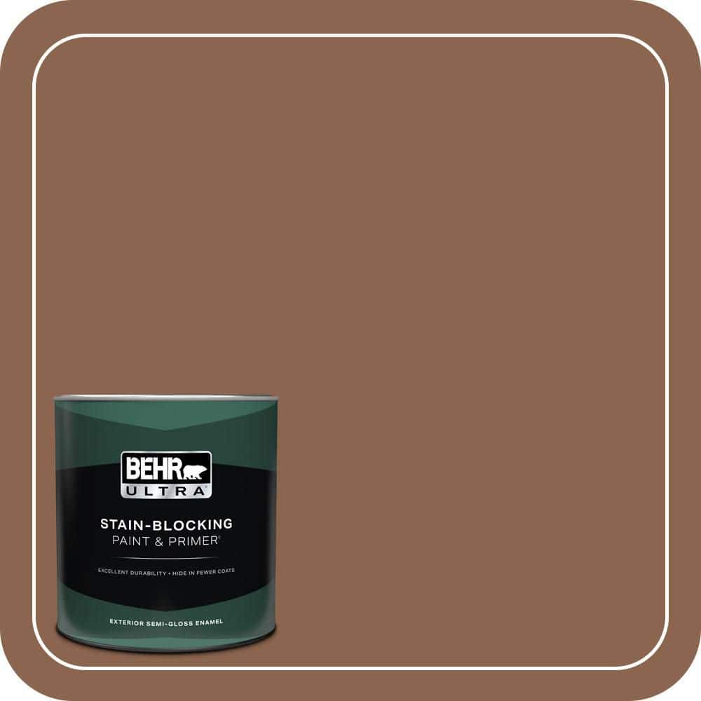 BEHR ULTRA 1 qt. #MQ2-1 Burnished Brandy Semi-Gloss Enamel Exterior Paint & Primer