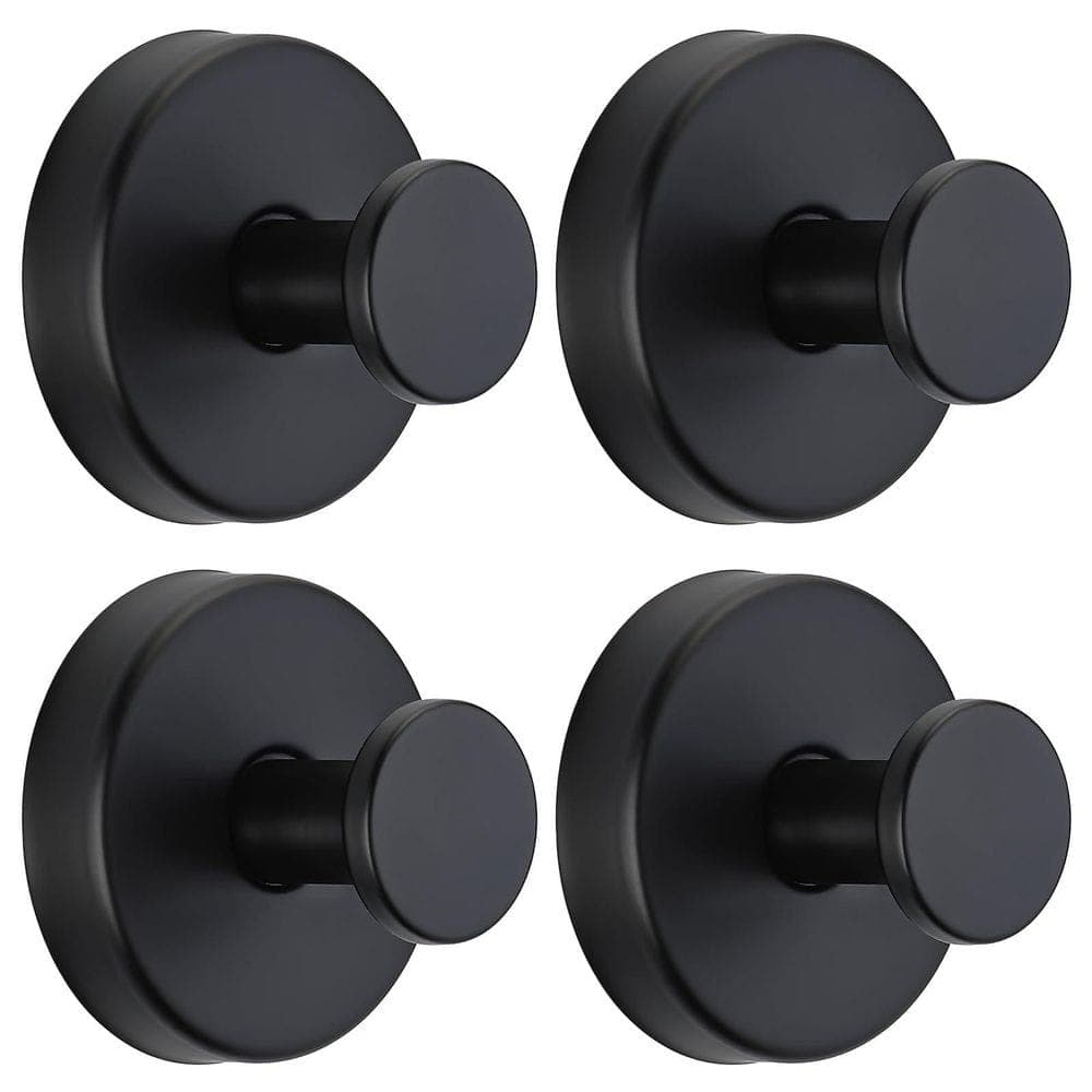 KHKFY Suction Cup Shower Hooks, No-Drill Towel and Robe Hooks for Bathroom Walls, Set of 4, Matte Black (1)
