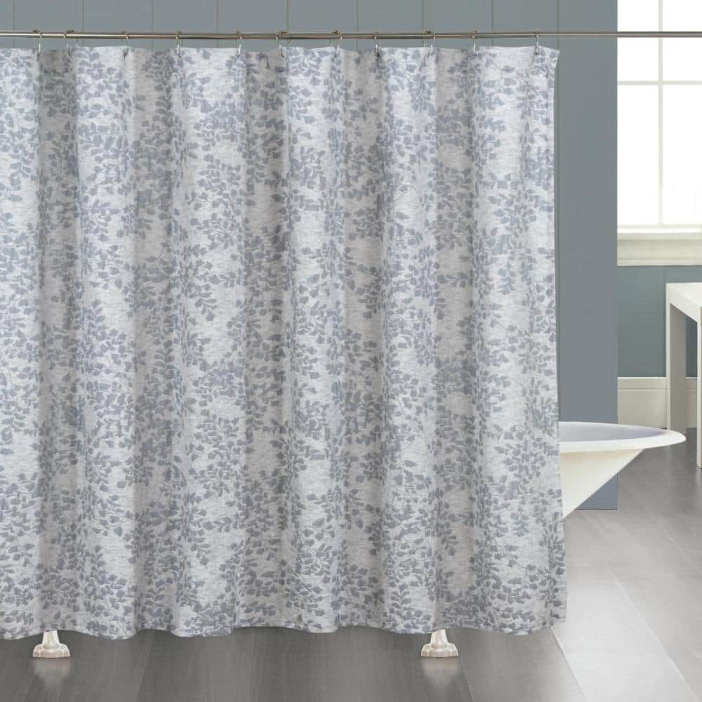 Dainty Home Heather Woven Leaf Jacquard Soft Polyester Textured Shower Curtain 72” x 72”