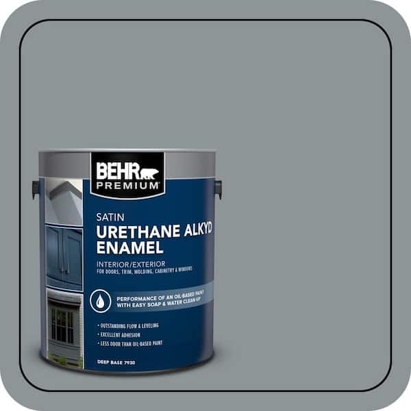 BEHR PREMIUM 1 gal. Home Decorators Collection #HDC-NT-27 Millennium Silver Urethane Alkyd Satin Enamel Interior/Exterior Paint (2)