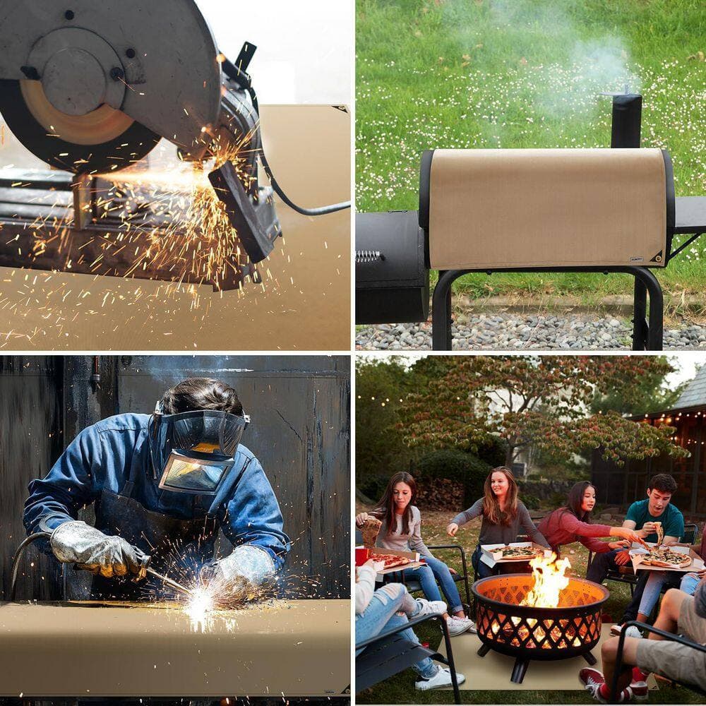 Ahfiwaso Fiberglass Welding Blanket with Brass Grommets Fire Blanket Heavy Duty Heat Resistant Mat 4x6 ft for Grill Camping (3)