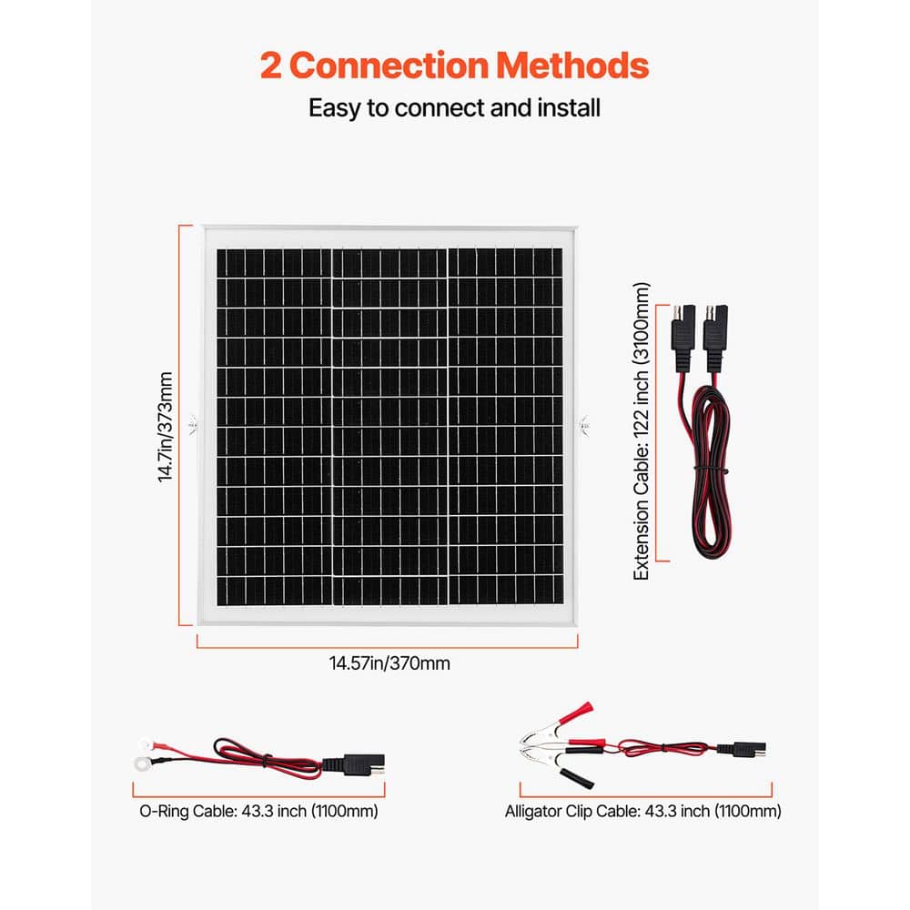 SKYSHALO 20-Watt 12V Solar Panel Charger, Solar Battery Maintainer with Smart MPPT Controller and Adjustable Mount, 2025 Update (3)