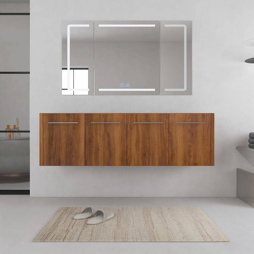 UPIKER 60 Inch Wall-mounted Bathroom Vanity Base With Soft Closing Doors (1)
