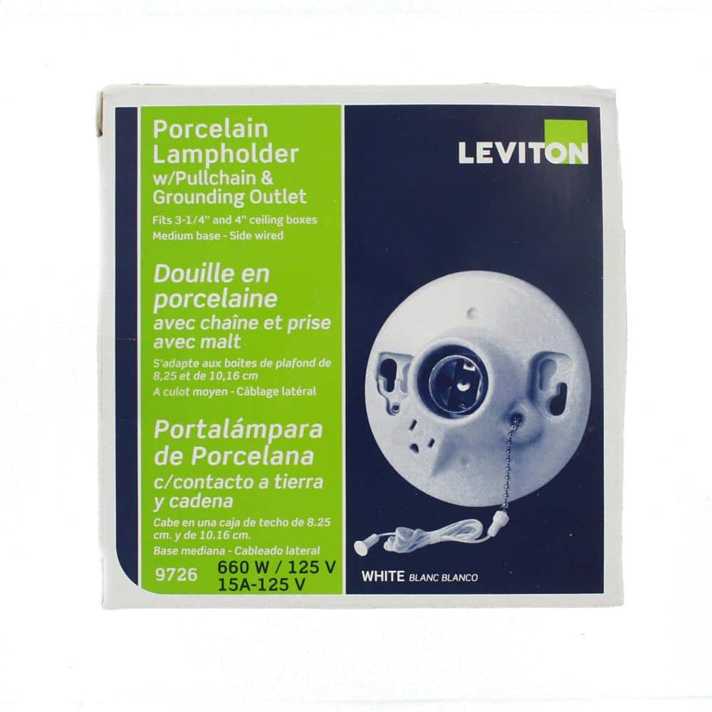 Leviton Glazed Porcelain Lamp Holder with Pull Chain and Outlet 9726-C (4)